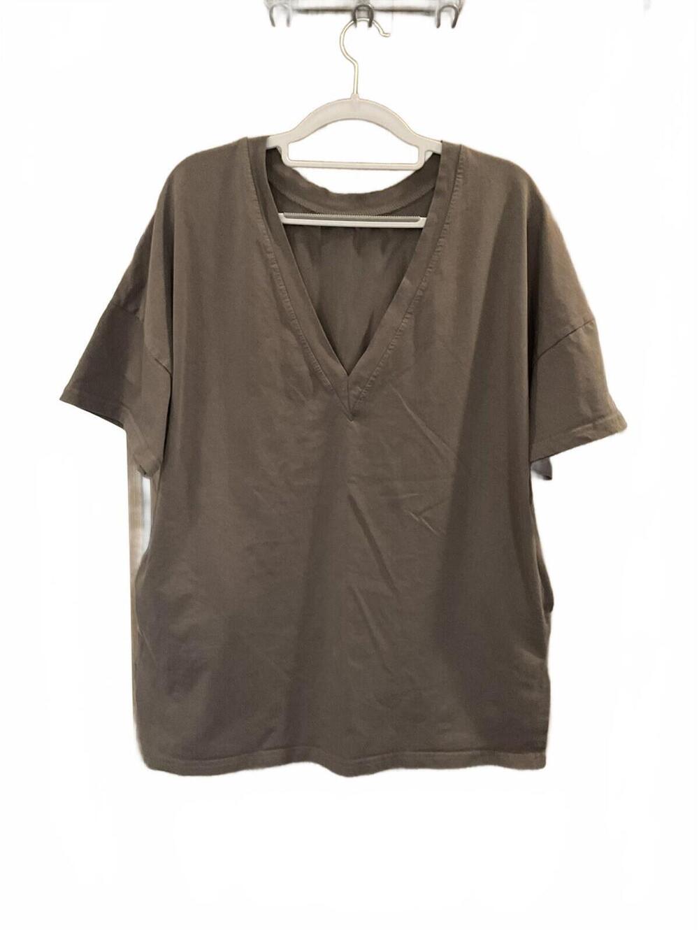 Fashion Womens Brown Short Sleeve V Neck Medical Scrub Top W/ Pockets Size Small